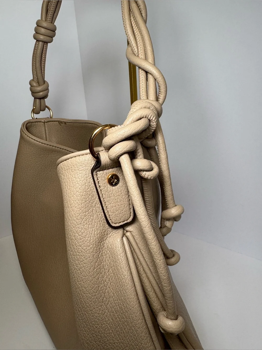 Mali + Lili Yasmin Vegan Leather Shoulder Hobo Bag - Taupe Beige - Picture 6 of 11